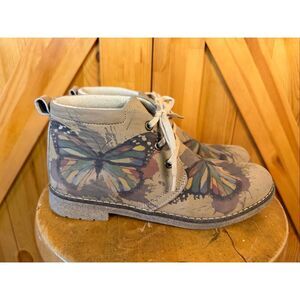 Goby Shoes EU 40 US 9.5 Tan Butterfly Ankle Boots Booties Artsy Boho Comfy Low H